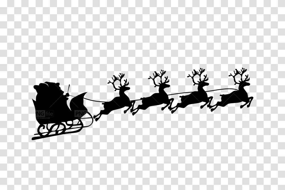 Santa Claus In Air, Person, Human, Sled, Silhouette Transparent Png