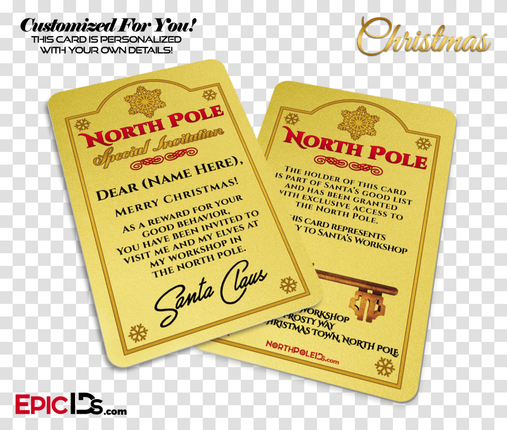 Santa Claus North Pole Official Invitation Personalized, Label, Advertisement, Flyer Transparent Png