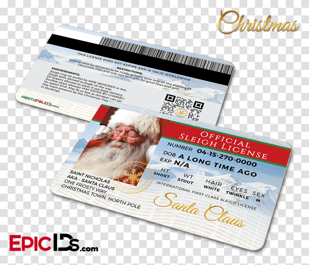 Santa Claus Official Sleigh LicenseClass Elf Id, Flyer, Poster, Paper Transparent Png