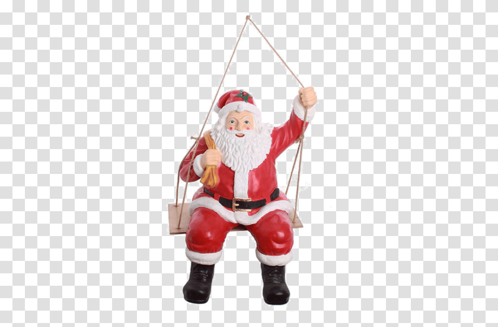 Santa Claus On The Swing Santa Claus, Toy, Person, Human, Figurine Transparent Png