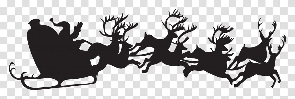 Santa Claus Reindeer Christmas Silhouette Clip Art Santa Sleigh Silhouette, Dragon, Stencil, Wildlife, Mammal Transparent Png