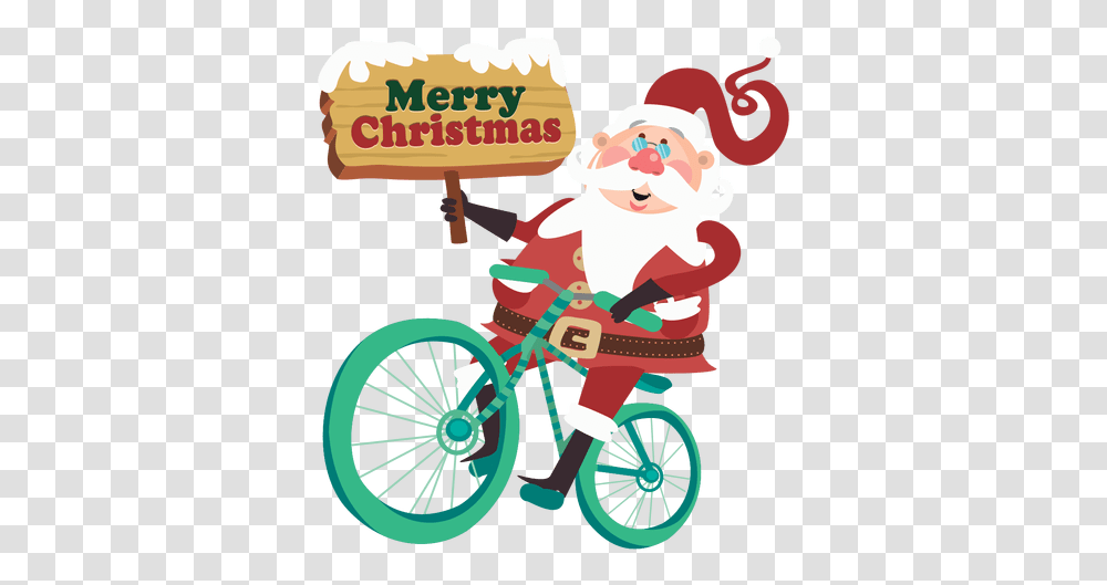 Santa Claus Riding Bicycle Merry Christmas Santa, Vehicle, Transportation, Bike, Wheel Transparent Png