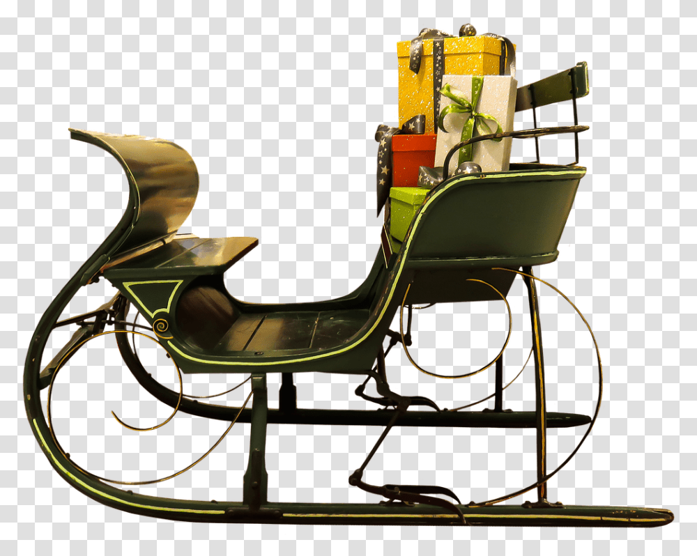 Santa Claus Sleigh Christmas Rock Chair, Vehicle, Transportation, Carriage, Horse Cart Transparent Png