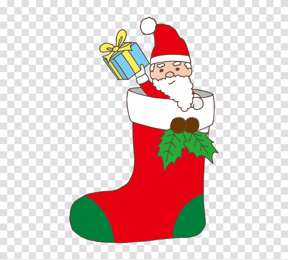 Santa Claus Stealing A Present Free Illust Net, Stocking, Gift, Christmas Stocking Transparent Png