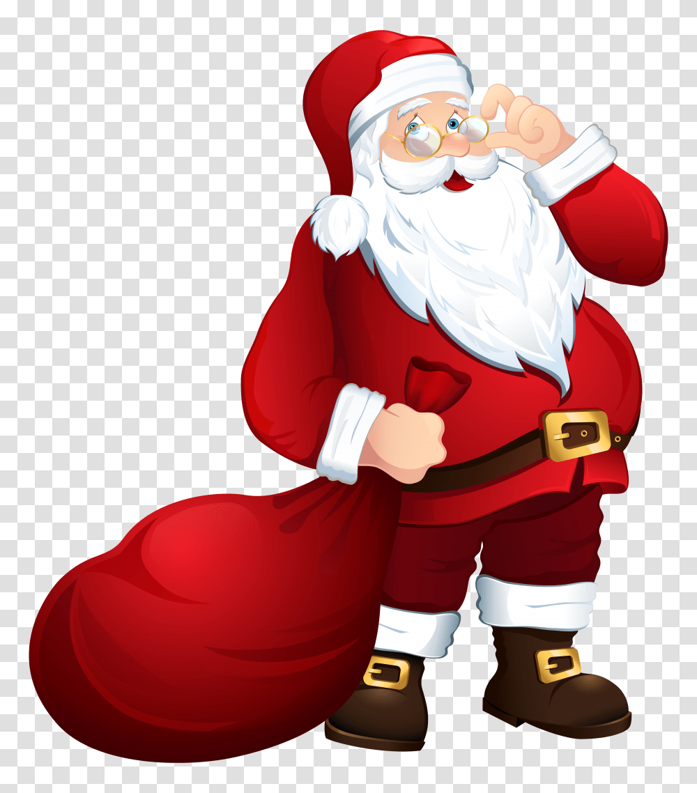 Santa Claus With Bag Clipart, Person, Elf, Costume Transparent Png
