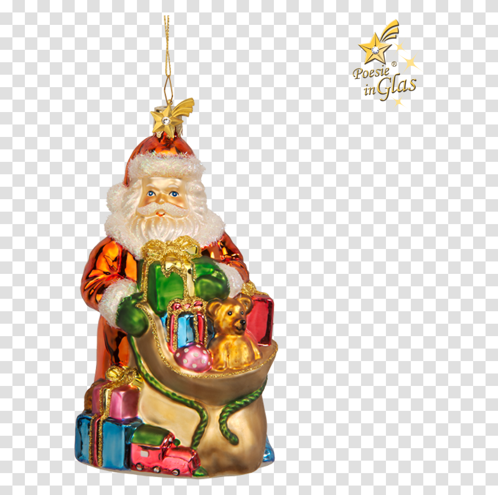 Santa Claus With Gift Bag Christmas Ornament, Figurine, Sweets, Food, Photography Transparent Png