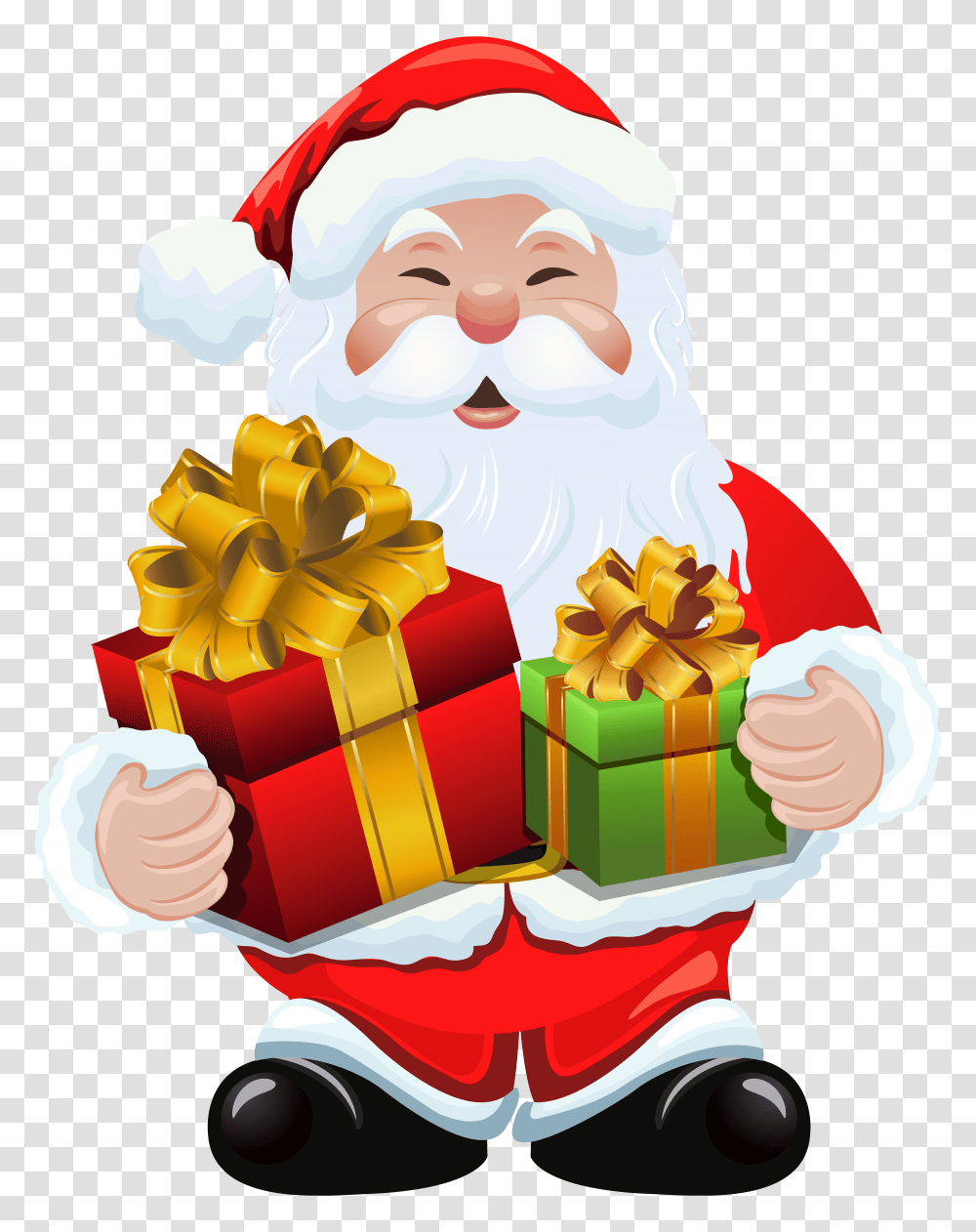 Santa Claus With Gifts Clipart, Birthday Cake, Dessert, Food Transparent Png