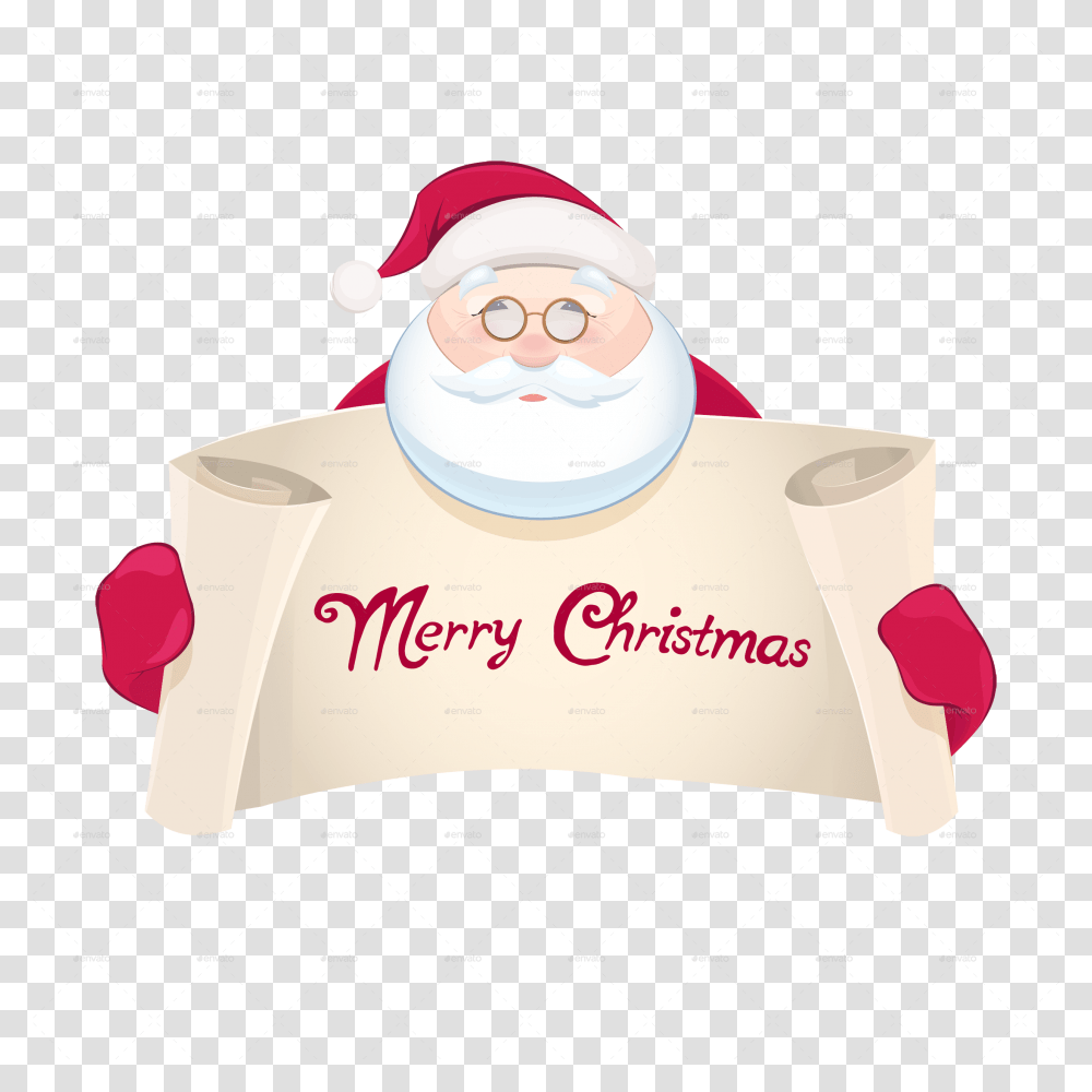 Santa Claus With Greetings Banner Santa Claus With Banner, Paper, Text, Outdoors, Nature Transparent Png