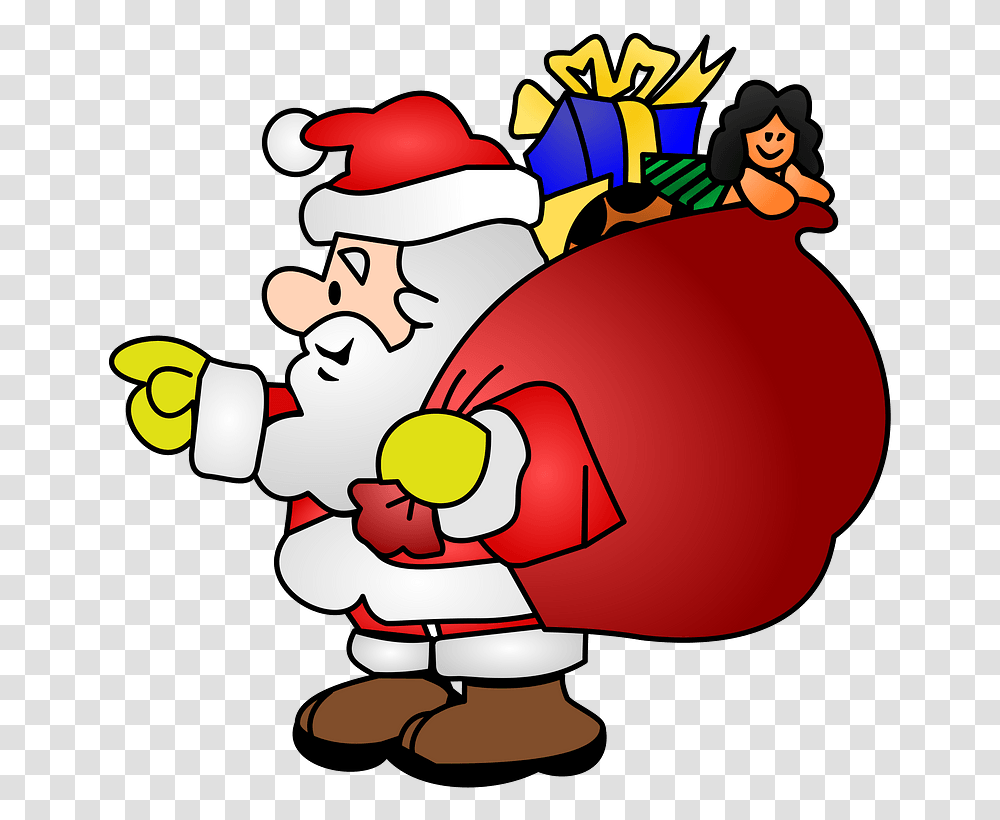 Santa Claus With Sack Clipart Santa Sack Of Toys, Performer, Super Mario, Elf, Food Transparent Png