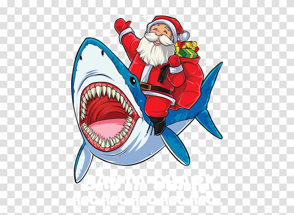 Santa Clause And Shark, Poster, Advertisement, Sea Life, Animal Transparent Png