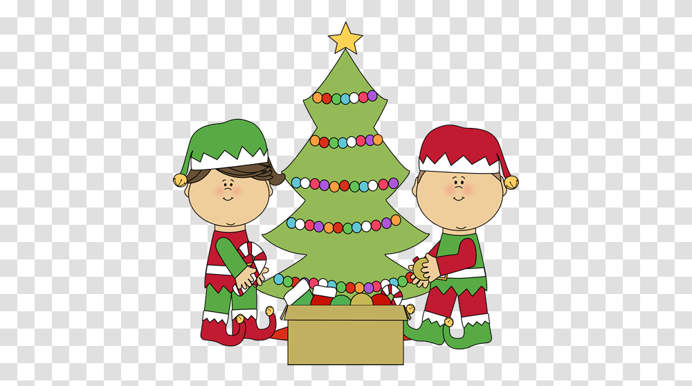 Santa Decorating Cliparts, Tree, Plant, Elf, Ornament Transparent Png