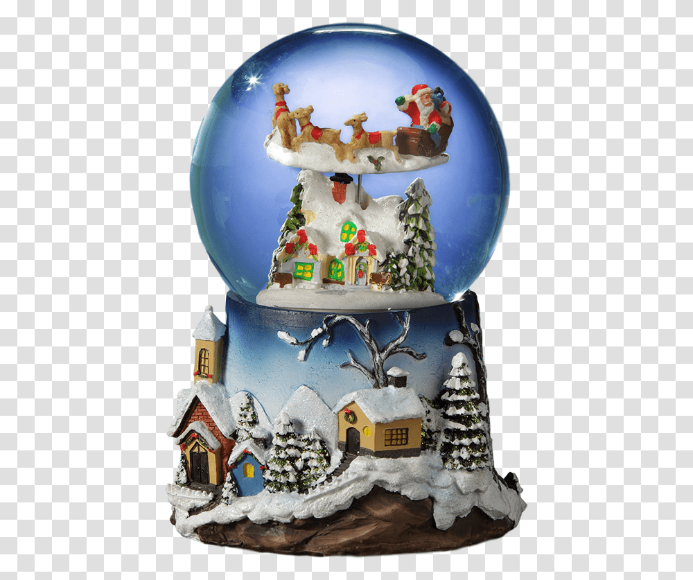 Santa Flying Over Village 120mm Snowglobe Snow Globe, Icing, Cream, Cake, Dessert Transparent Png