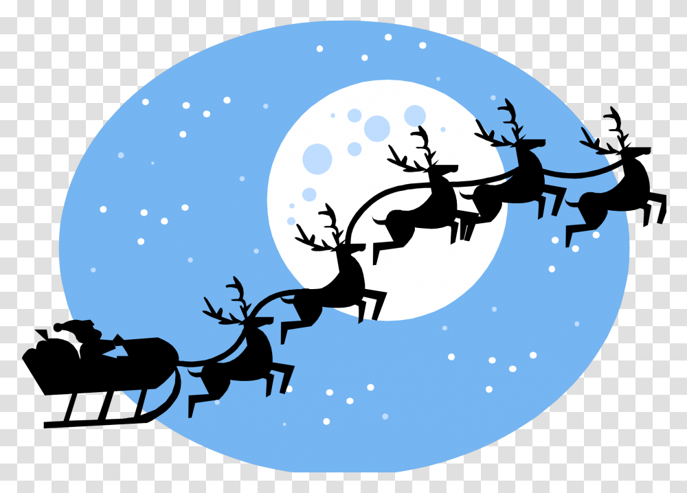Santa Flying Reindeer Clip Art, Animal, Invertebrate, Bird, Insect Transparent Png
