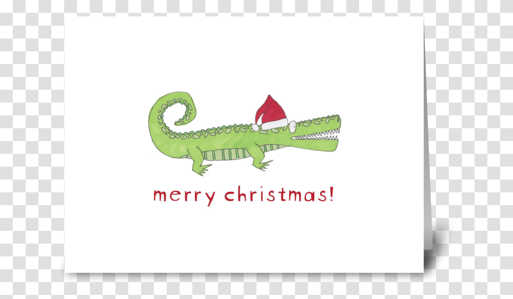 Santa Gator Greeting Card Gator With Santa Hat, Reptile, Animal, Crocodile, Alligator Transparent Png