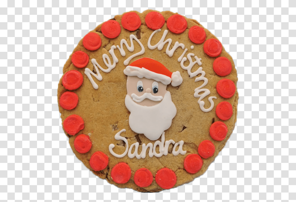 Santa Giant Chocolate Chip Cookie Happy, Birthday Cake, Dessert, Food, Sweets Transparent Png