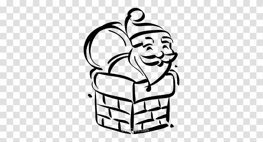 Santa Going Down The Chimney Royalty Free Vector Clip Art, Drawing, Doodle Transparent Png