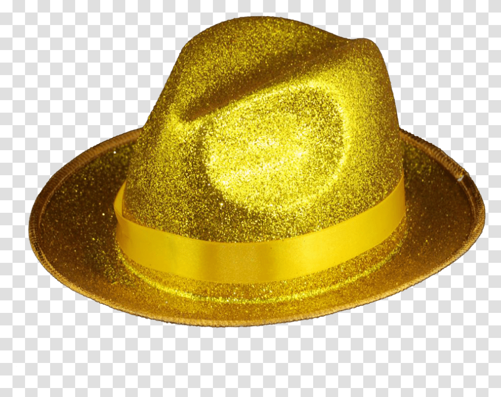 Santa Hat Clipart Gold Santa Hat Gold Cowboy Hat Hat With A Golden Ribbon, Clothing, Apparel, Sun Hat, Sombrero Transparent Png