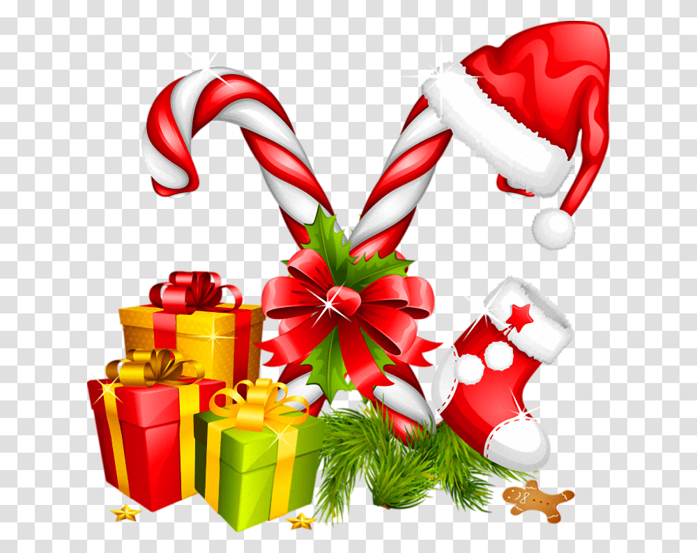 Santa Hat Gifts And Candy Canes Christmas Gallery, Christmas Stocking Transparent Png