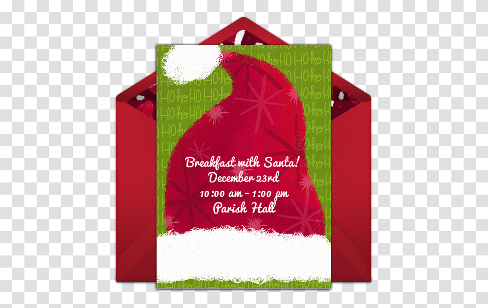 Santa Hat Invitations Christmas Hat Party Invitation, Paper, Greeting Card, Mail, Envelope Transparent Png