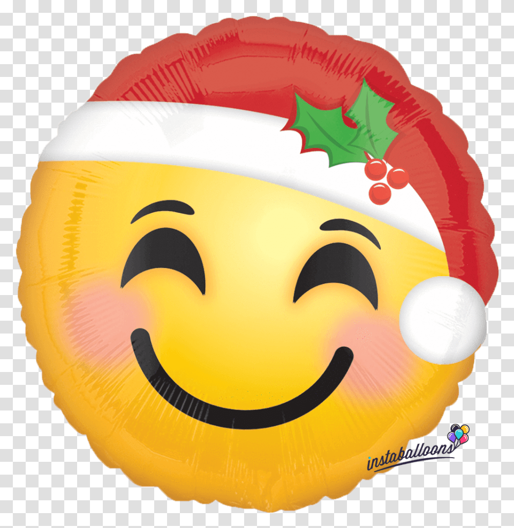 Santa Hat Round Emoji Emoticon Emoji Christmas Smiley Face, Pac Man, Ball Transparent Png