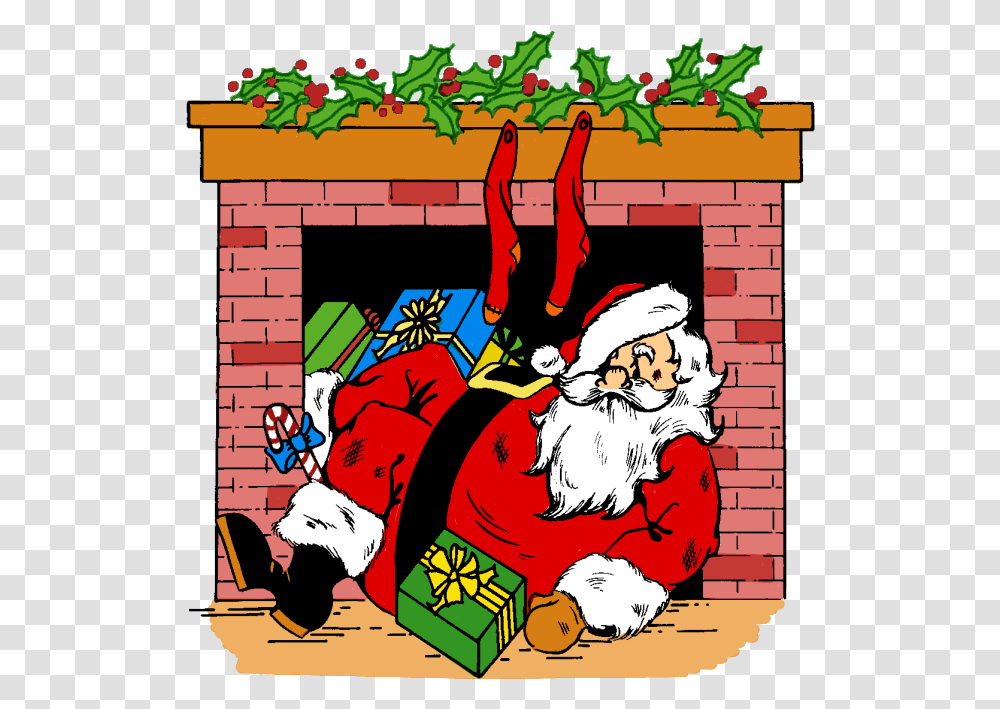Santa In Chimney Clipart, Poster, Person, Brick Transparent Png