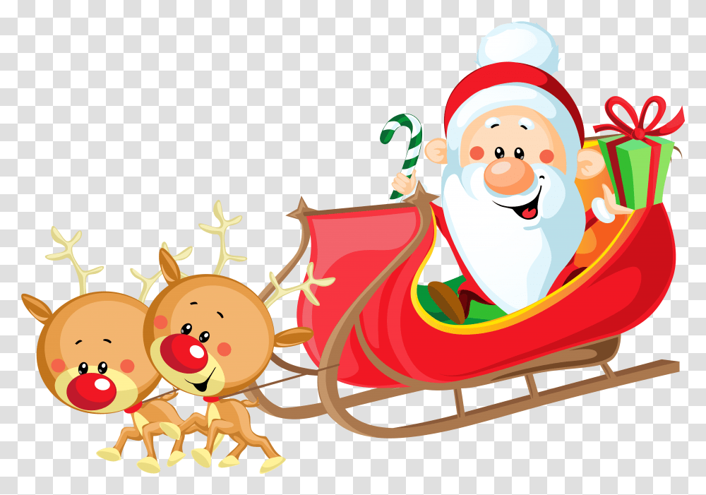 Santa In Sleigh Clipart, Performer, Snowman, Winter, Outdoors Transparent Png