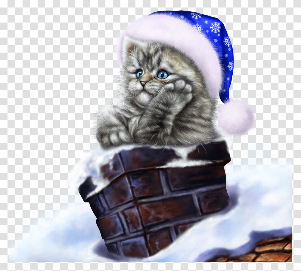 Santa Kitty In Chimney Fajne Kartki Na Cay Tydzie, Pet, Animal, Kitten, Cat Transparent Png