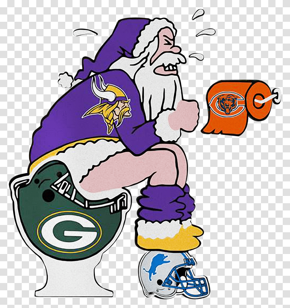 Santa Minnesota Vikings On Green Bay Packers And Detroit Clip Art Chicago Bears Transparent Png