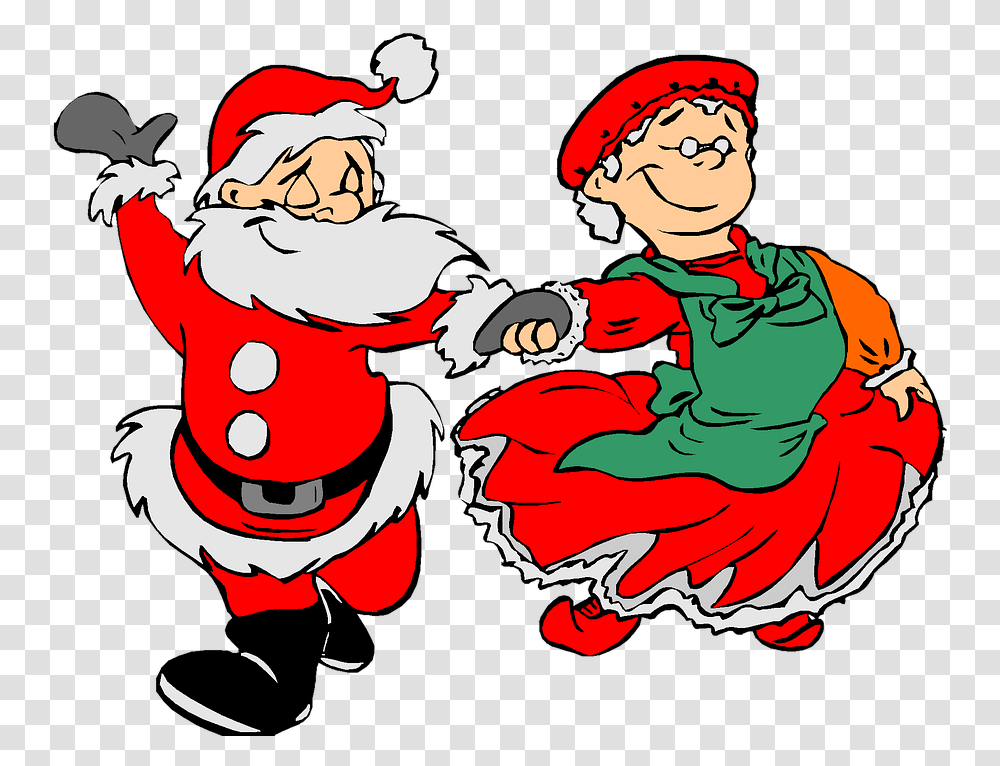 Santa Mrs Clause Christmas Holiday Present Claus Free Santa And Mrs Claus Clipart, Person, Helmet, Performer, Elf Transparent Png