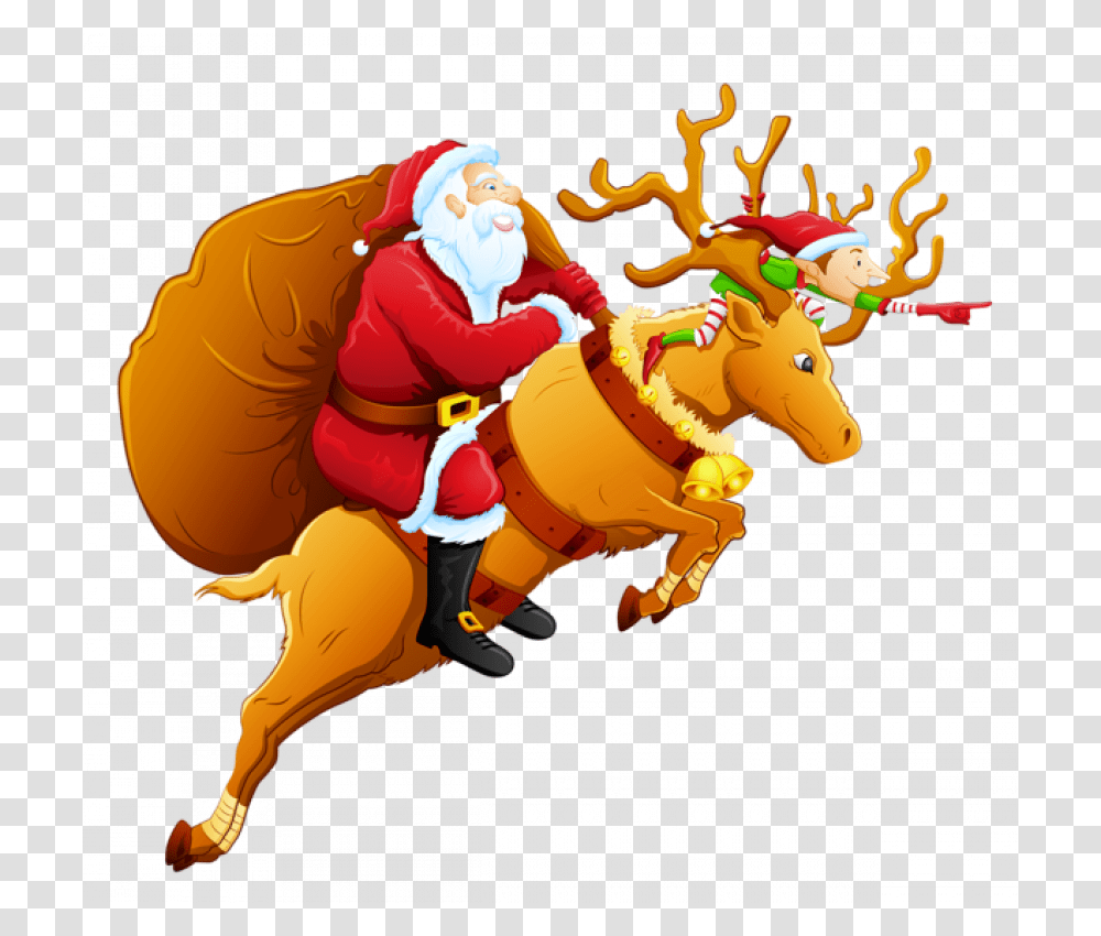 Santa On A Reindeer, Person, Toy, Costume, Crowd Transparent Png