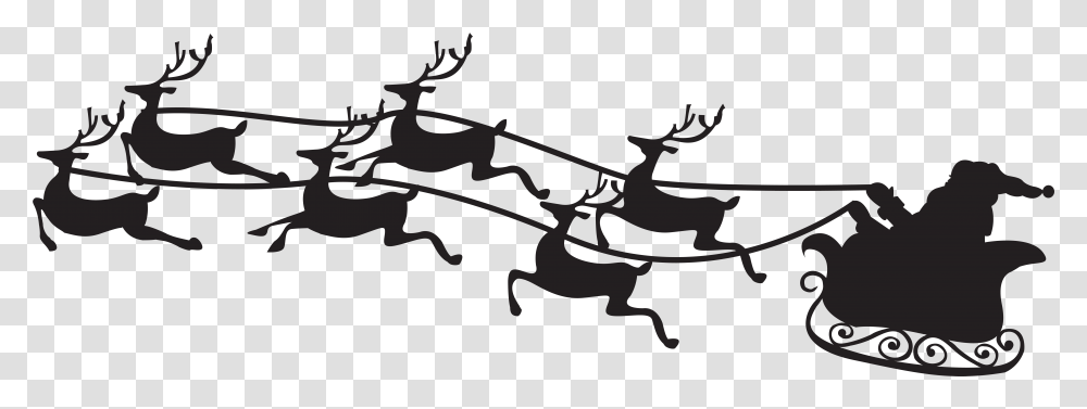 Santa On Sled Santa Claus Sleigh Silhouette, Gun, Weapon, Weaponry, Toy Transparent Png
