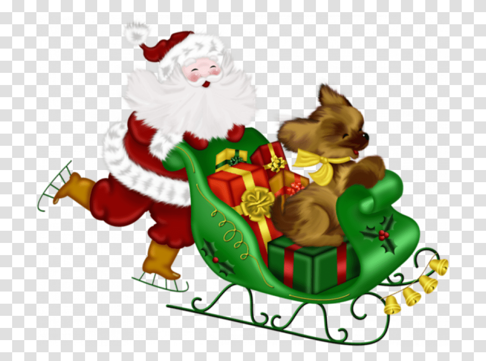 Santa On Sleigh Transfarent, Performer, Elf, Toy, Leisure Activities Transparent Png