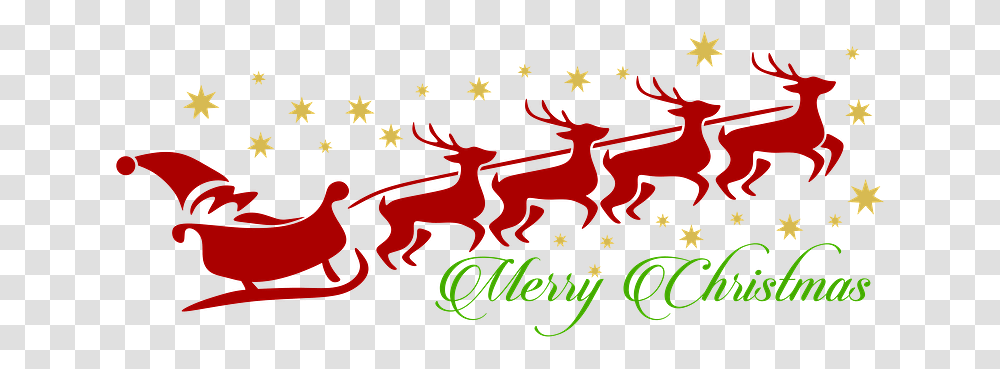 Santa On Sleigh With Reindeer Clipart Christmas Santa Reindeer Clipart, Animal, Logo Transparent Png