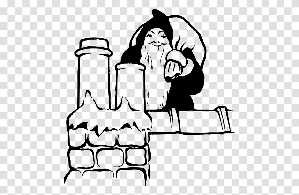 Santa On The Rooftop Clip Art, Stencil, Drawing, Sketch Transparent Png