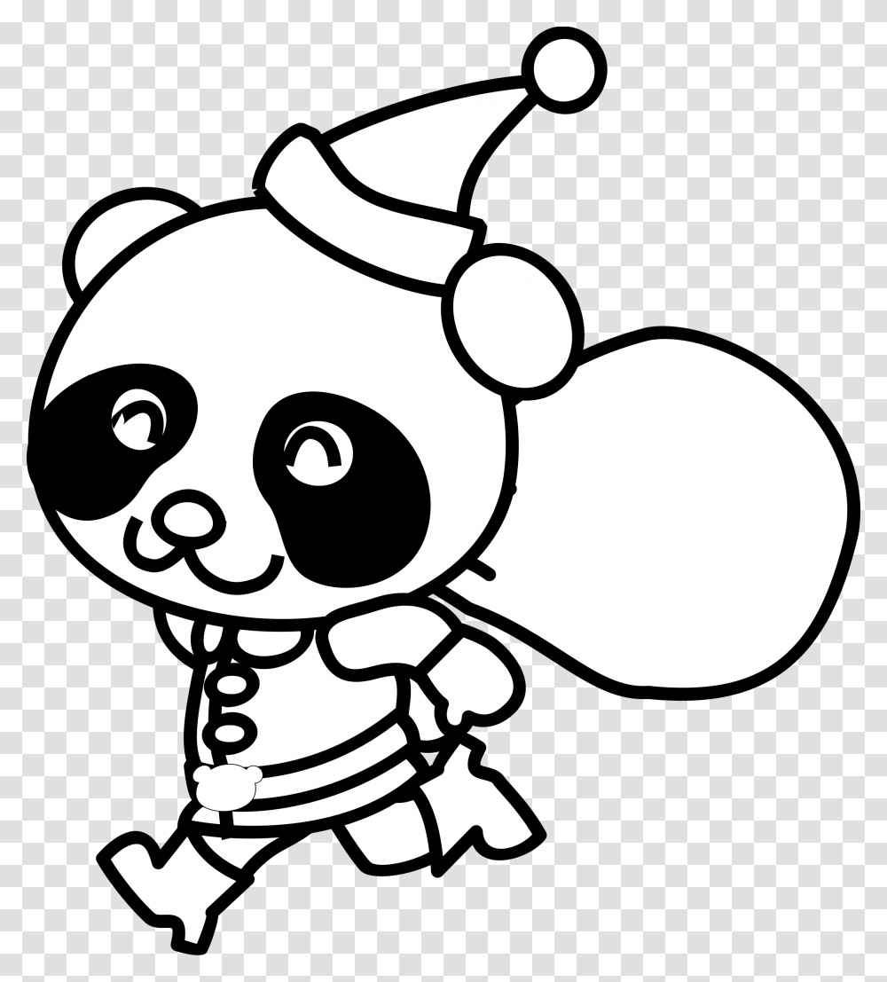 Santa Panda Coloring Pages, Stencil, Pottery Transparent Png