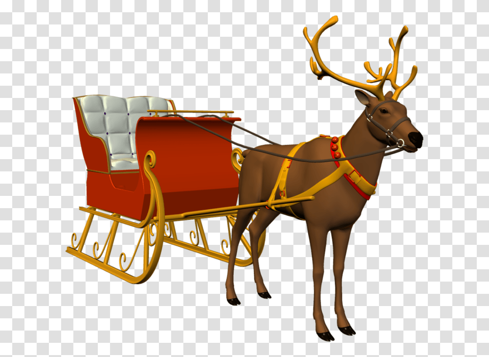 Santa Reindeer Sled Discord Emoji Santa Claus Sleigh, Vehicle, Transportation, Horse Cart, Wagon Transparent Png