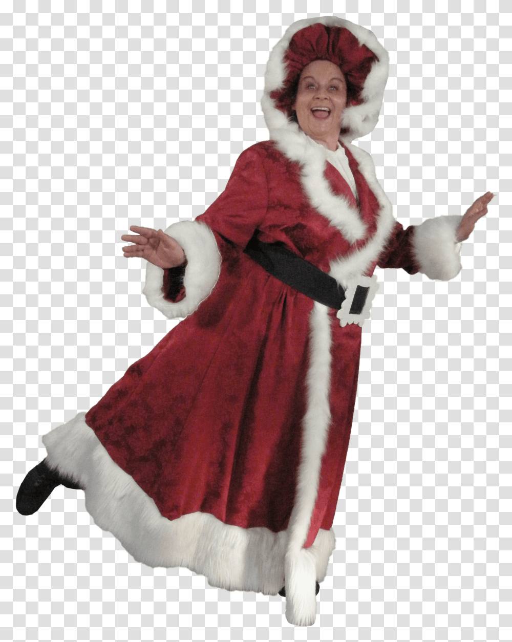Santa's Mum And The Baby Elf Costume Hat, Person, Female, Hood Transparent Png