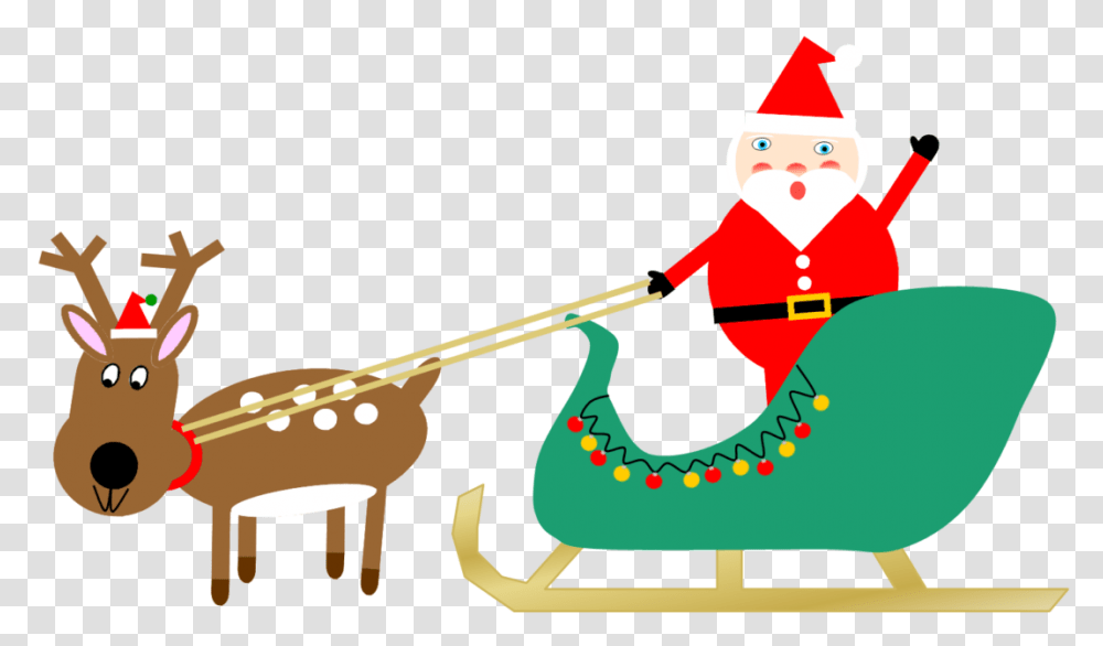 Santa Sleigh And Reindeer, Elf, Snowman, Winter, Outdoors Transparent Png