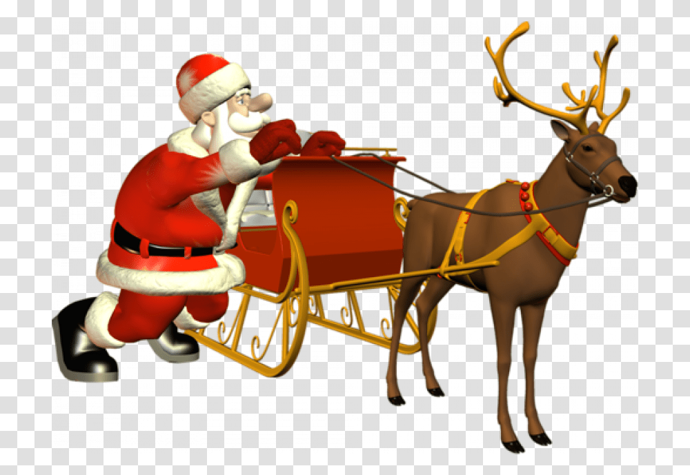 Santa Sleigh Clipart Merry Christmas Day 18 Ded Moroz, Vehicle, Transportation, Antelope, Wildlife Transparent Png