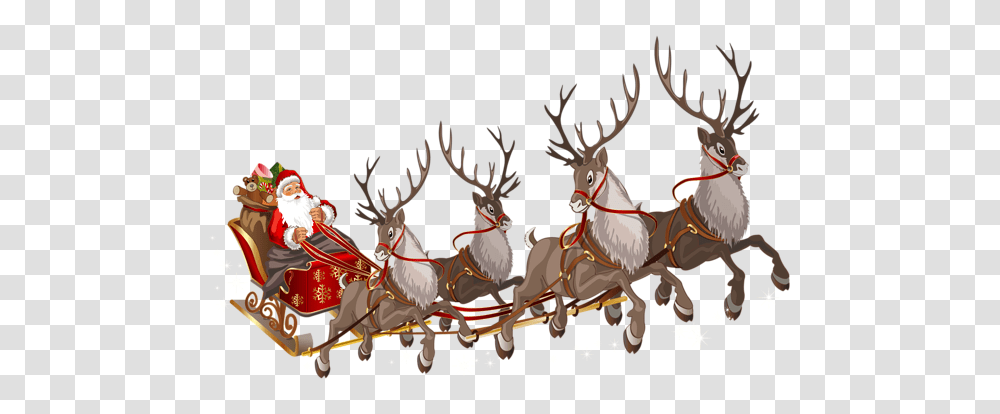 Santa Sleigh, Holiday, Elk, Deer, Wildlife Transparent Png