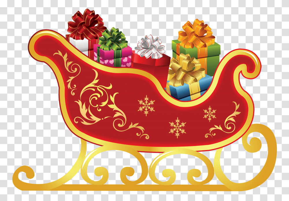 Santa Sleigh, Holiday, Gift, Birthday Cake, Dessert Transparent Png