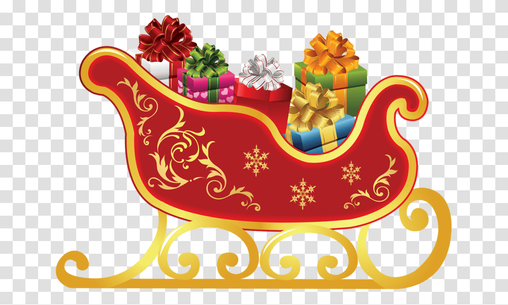 Santa Sleigh, Holiday, Gift, Birthday Cake, Dessert Transparent Png