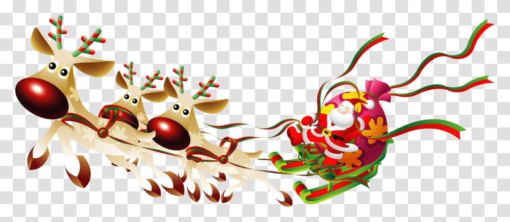 Santa Sleigh, Holiday, Floral Design Transparent Png