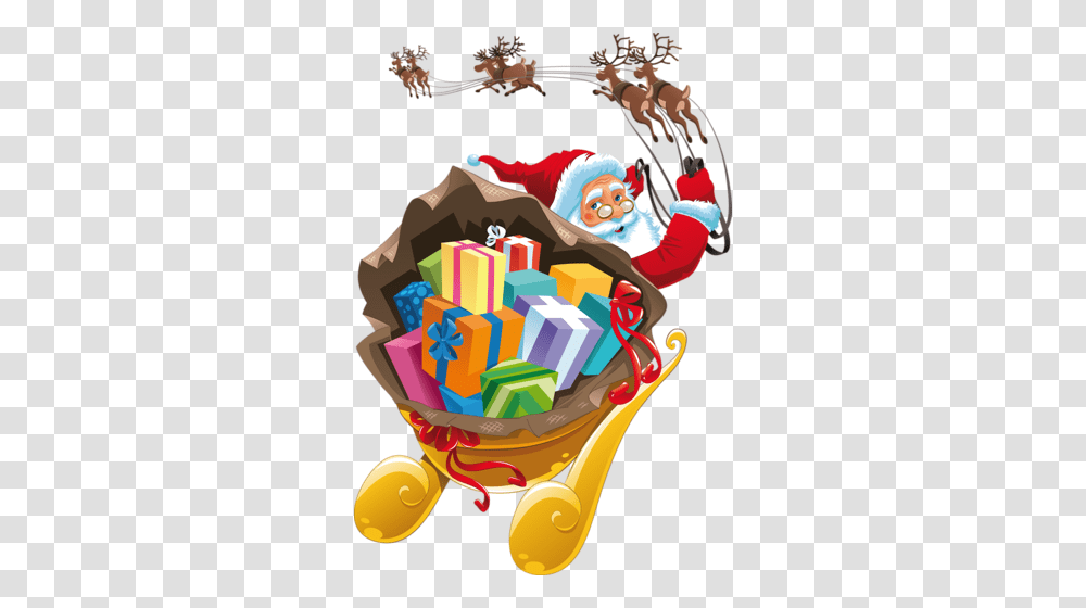 Santa Sleigh, Holiday, Toy Transparent Png