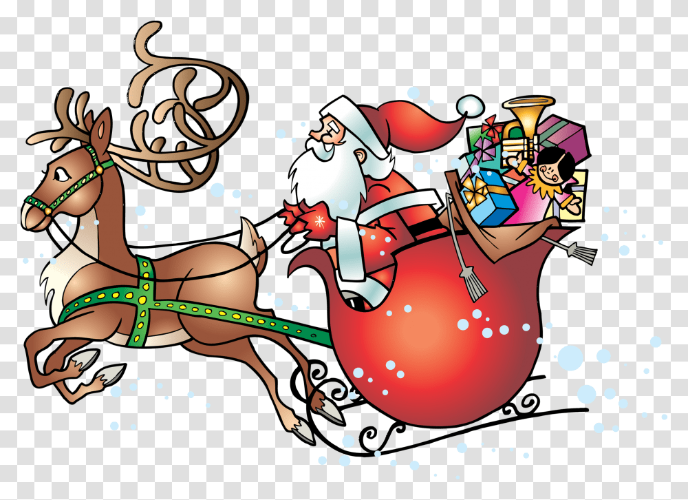 Santa Sleigh, Holiday, Label Transparent Png