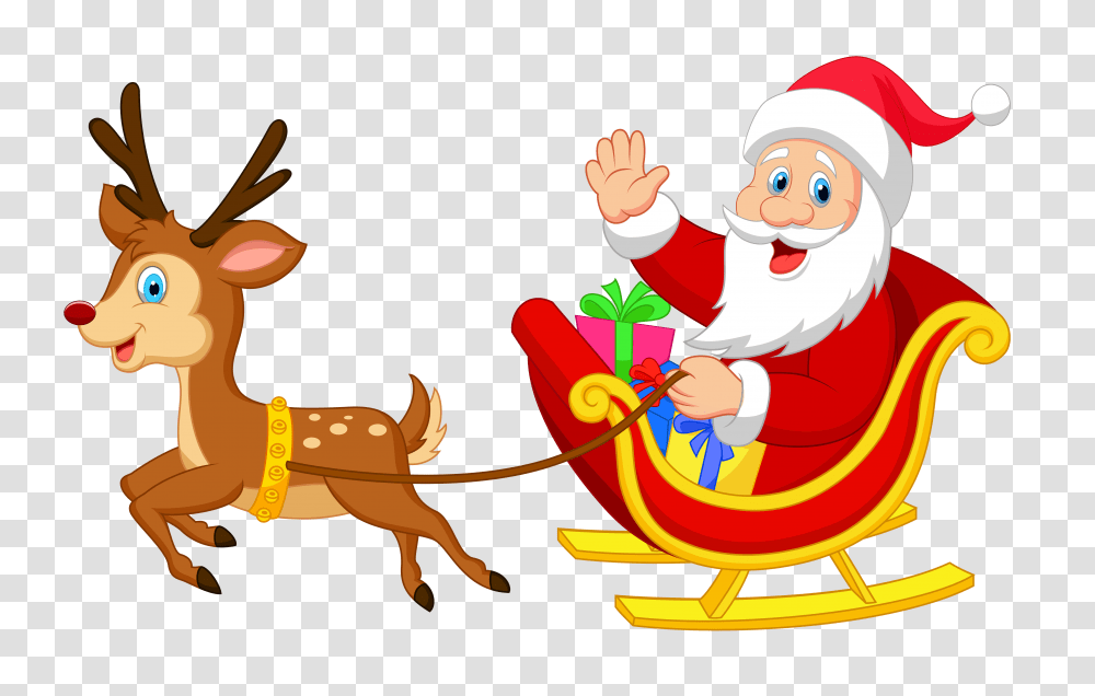 Santa Sleigh, Holiday, Sled, Crowd Transparent Png