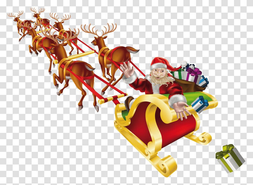 Santa Sleigh, Holiday, Toy Transparent Png