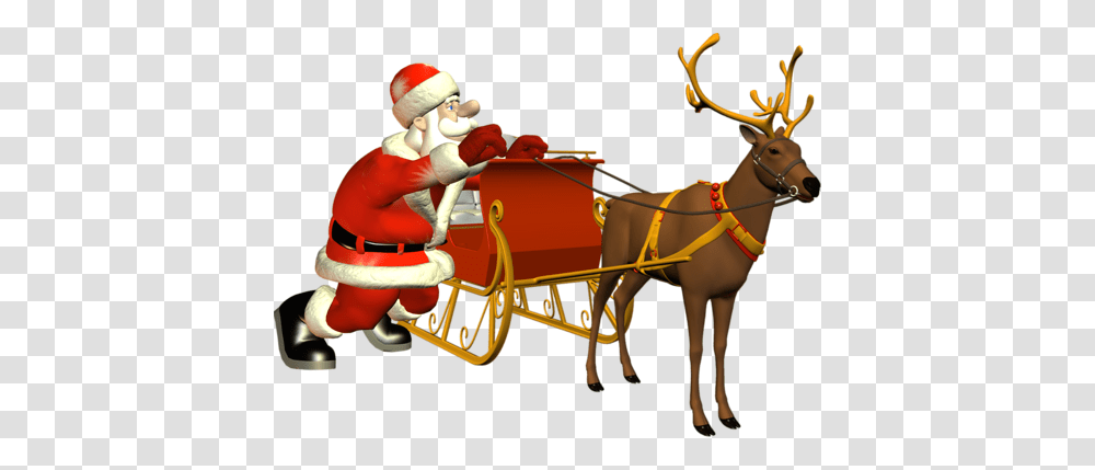 Santa Sleigh, Holiday, Vehicle, Transportation, Antelope Transparent Png