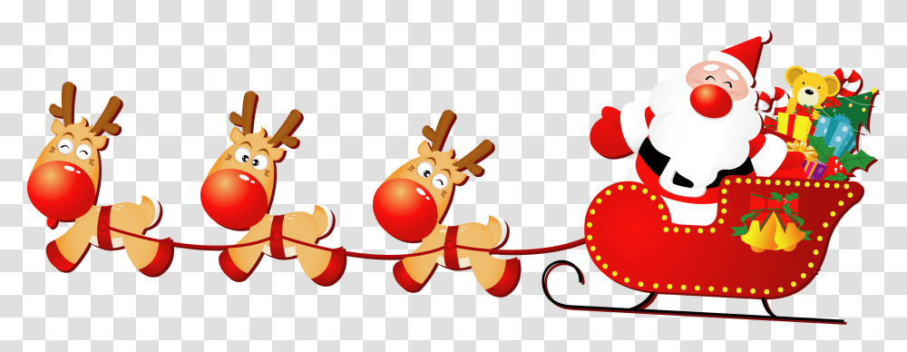 Santa Sleigh Images Free Sleigh And Reindeer Clipart, Label, Animal, Food Transparent Png