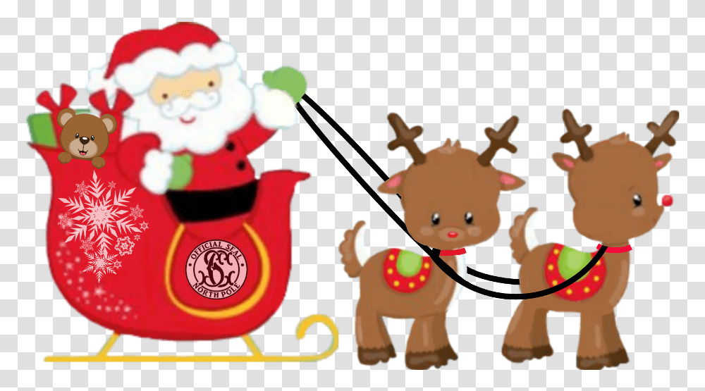 Santa Sleigh Reindeer Hoho Christmas Christmaseve Santa In A Sleigh Clipart, Toy, Pottery Transparent Png